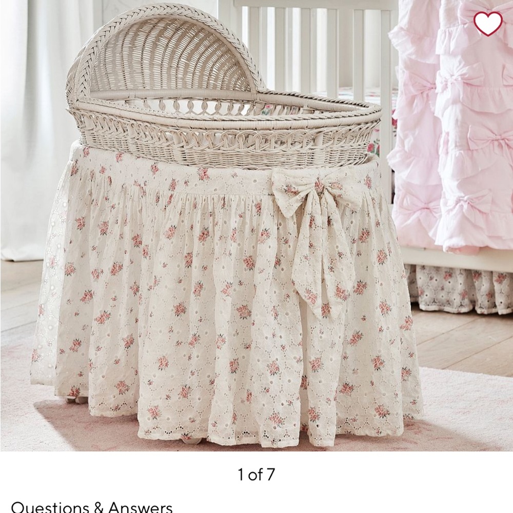 LoveShackFancy Floral Bassinet Skirt - Cream and Pink